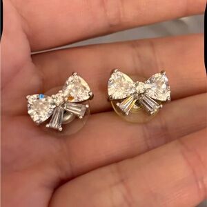 Cubic Zirconia Bow Stud Earrings - Sterling Silver